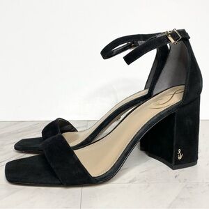 New! Sam Edelman Daniella Black Suede Heeled Sandal 8 1/2 M